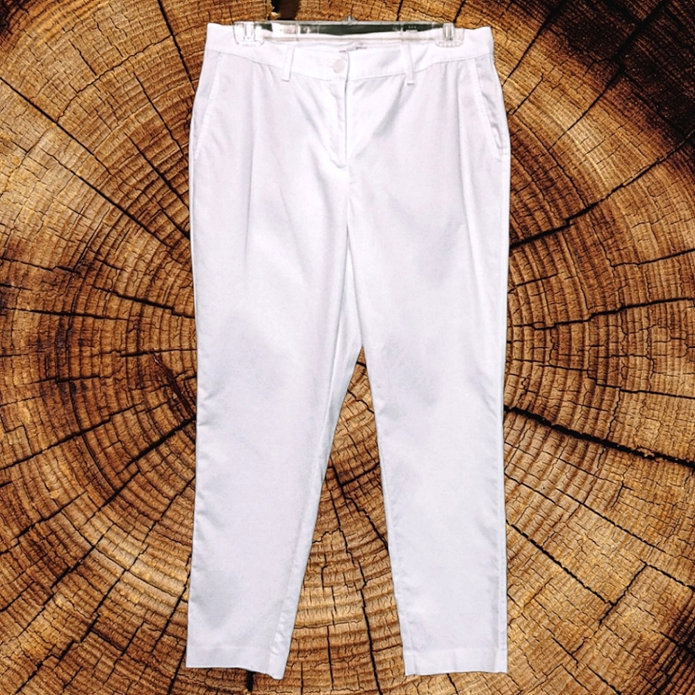 J Jill White Cotton Ankle Trouser Pants Size 8